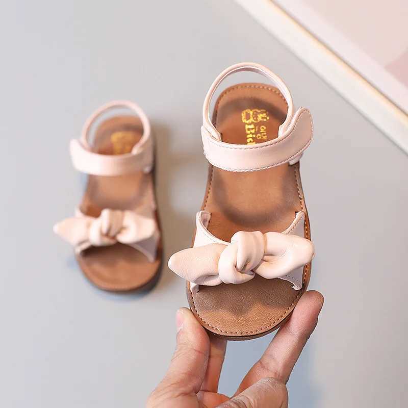 2023 Summer New Children Brand Baby Girls Sandals Kids Beach Shoes Soft Fashion Bow-knot Simple Classic Comfortable Cute R250707