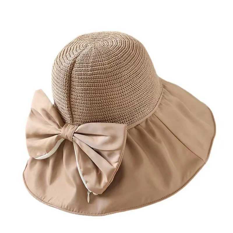 2025 Sunscreen Hat Womens UV Resistant Sun Hat Foldable Black Rubber Fisherman Hat Face Covering Seaside Big Brim Y250707