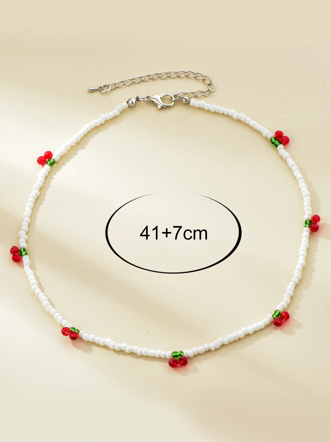 Long Way Summer Lovely Rice Beaded Necklace Fresh With Strawberry Cherry Women 250704