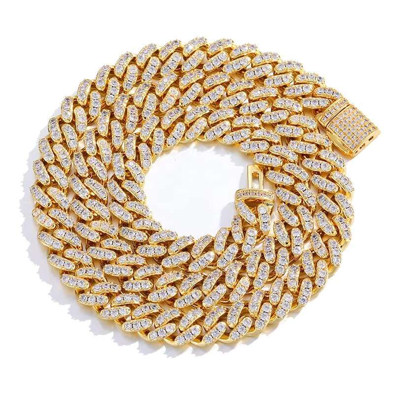 8mm Moissanite Cuban Chain for Mens S925 Silver Pass Test Diamond Necklace Hip Hop Rock Fine Jewelry