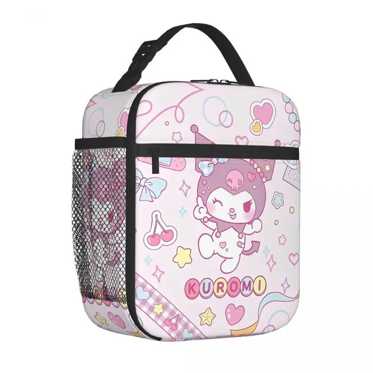 Cute Kuromi Insulated Lunch Bags Thermal Bag ReusableMeal Container Large Tote Lunch Box Food Handbags Beach Outdoor