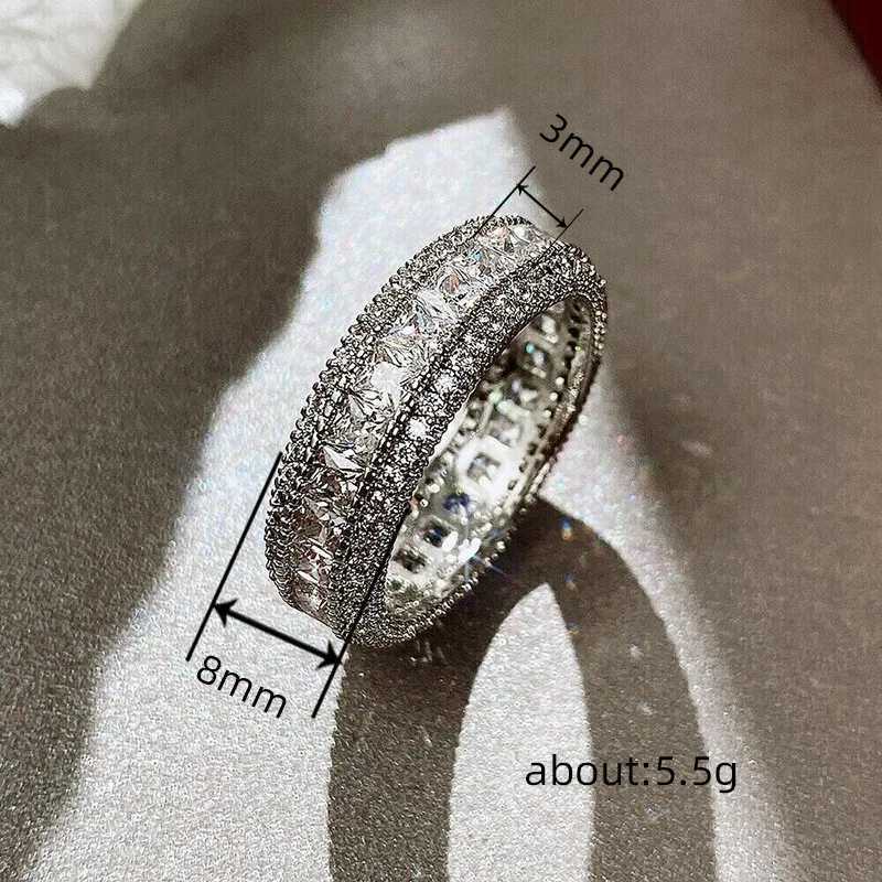 925 Sterling Silver Square Cubic Zirconia Crystal Rings for Women Wedding Engagement Party Luxury Accessories Fashion Jewelry XJ250707