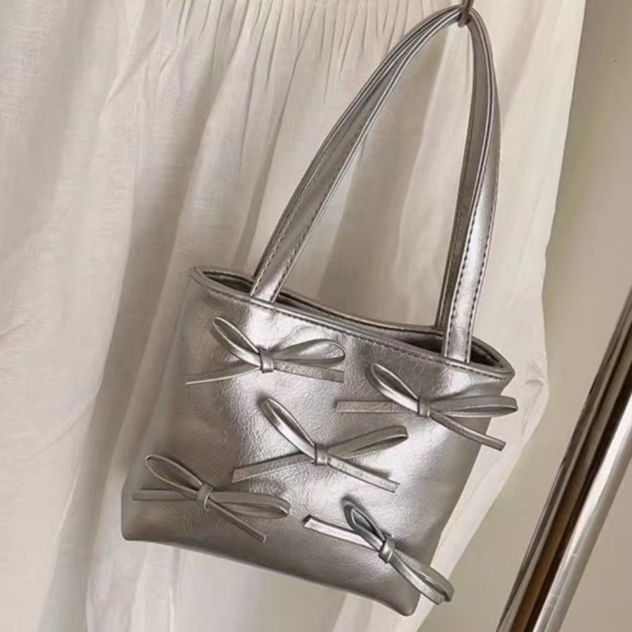 designer 2025 New Simple Fashion Women's Korean Style Niche Casual Bowknot Small Square Bag High-Quality Texture Underarm Bag