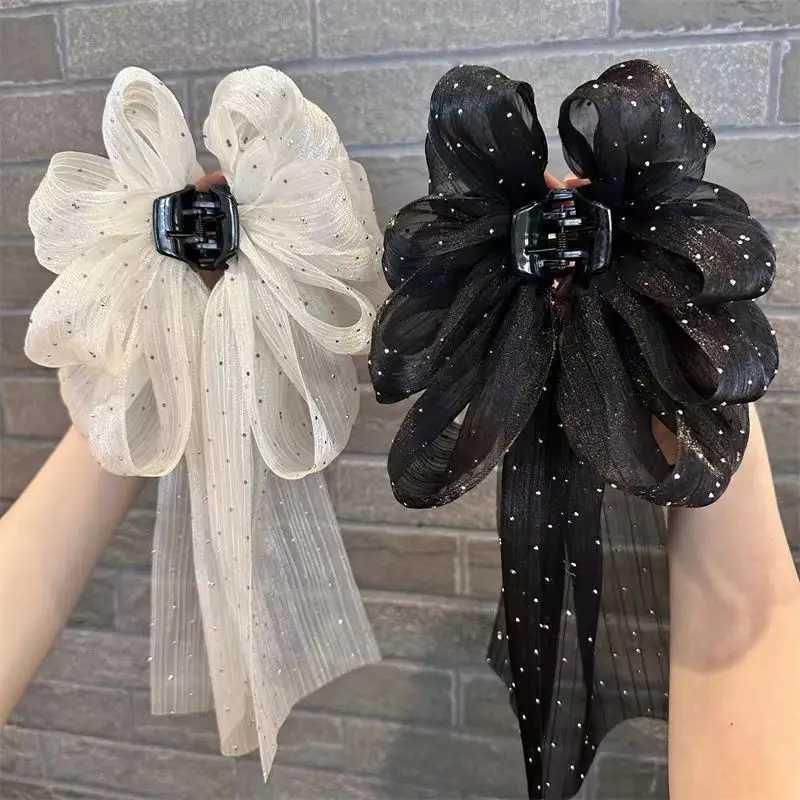 Elegant Hair Accessories with Oversized Tassel Net Yarn Butterfly Bow Hair Clip for Women Z250707