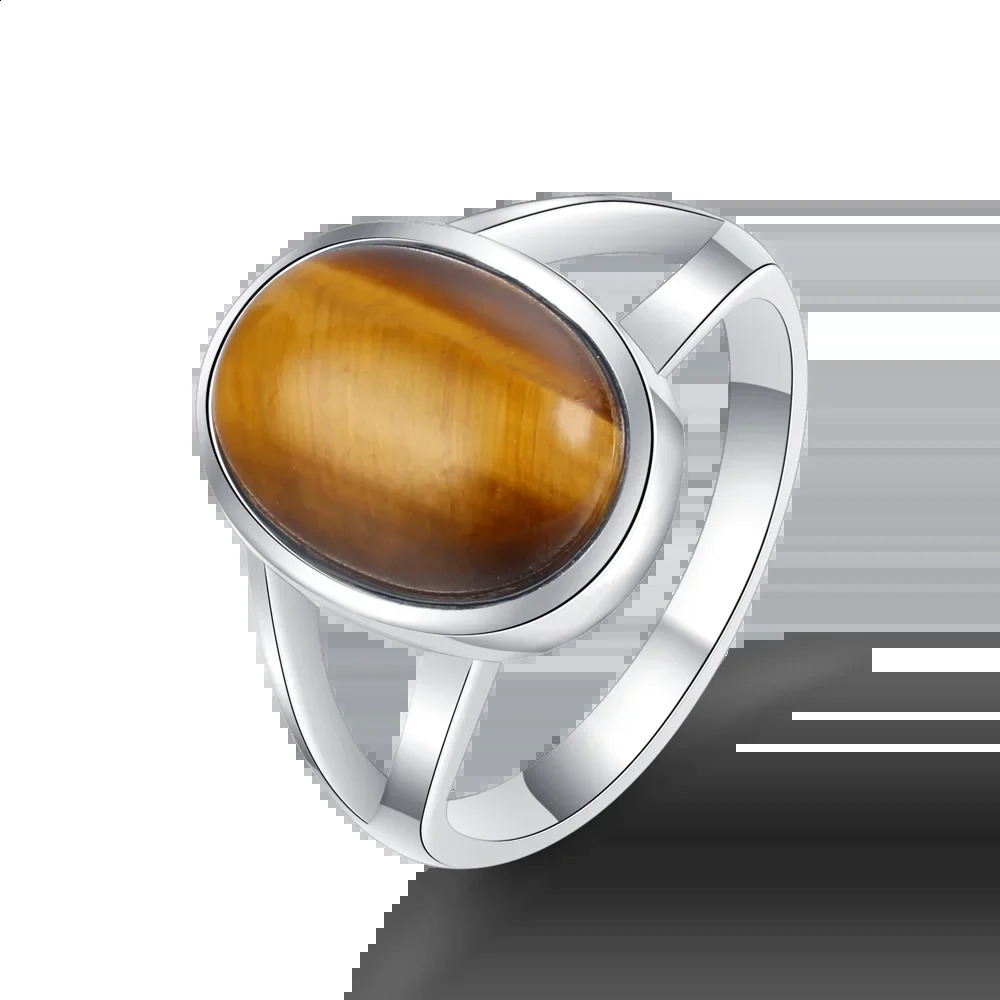 Simple Natural 1014mm Tiger Eye Ring S925 Silver Jewelry Rings for Women Men Large Stone Vintage Gift 250624