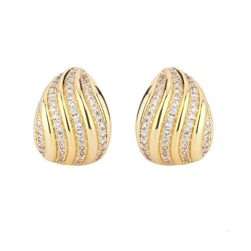 New Jewelry Light Women's Fashion Simple Micro Inlaid Earrings High-End Sense Cold Style Versatile 5D7