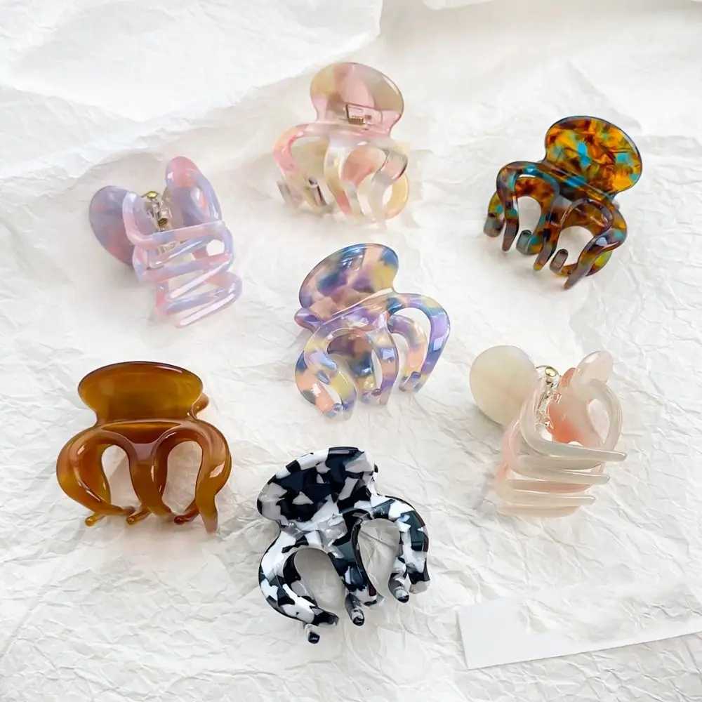 Korean Retro Mini Hair Claw Pumpkin Small Grab Clip Acetate Hair Clips Shark Clip High Ponytail Fixing Artifact Hairpin Headwear Y250707