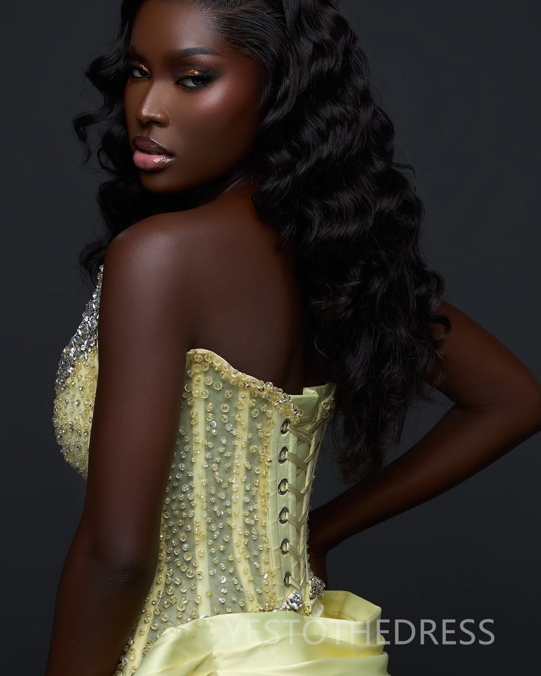 2025 African Light Yellow Aso Ebi Prom Dress African Mermaid Prom Dresses Evening Formal Gowns Beaded Crystals Pearls Birthday Dress Second Reception 