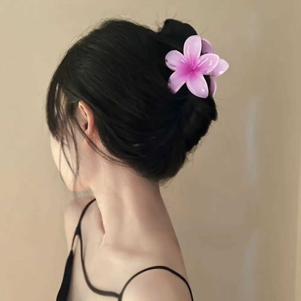 Hair Accessories Shark Clip Hair Claw Plumeria Flower Shape Bohemian Styling Hair Clip Plastic Hairpins Summer Y250707