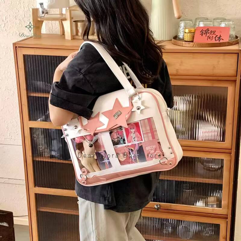 Y2K Trendy Star Ita Lolita Girl Transparent Pocket Fashion Crossbody Womens DIY Display Shoulder Bag Cute Purse Handbag ddmynov