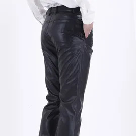 Mens Spring and Summer Fashion Thin PU Leather Pants Casual Loose Waterproof Oil Dirty Long Middle Age 250704