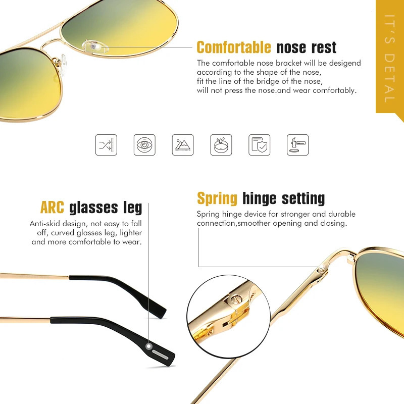 Pochromic Sunglasses Men Polarized Aviation Day Night Vision Glasses for Driving Women AntiUV Goggle Mens Sunglasses 250707