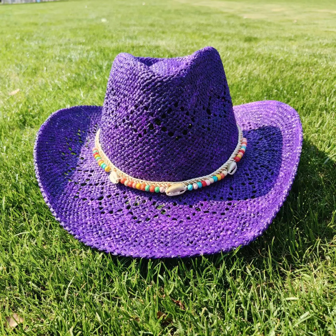 Color HandPainted Cowboy Straw Hat Hollow Western Outdoor Travel Beach Knight Hat 250707