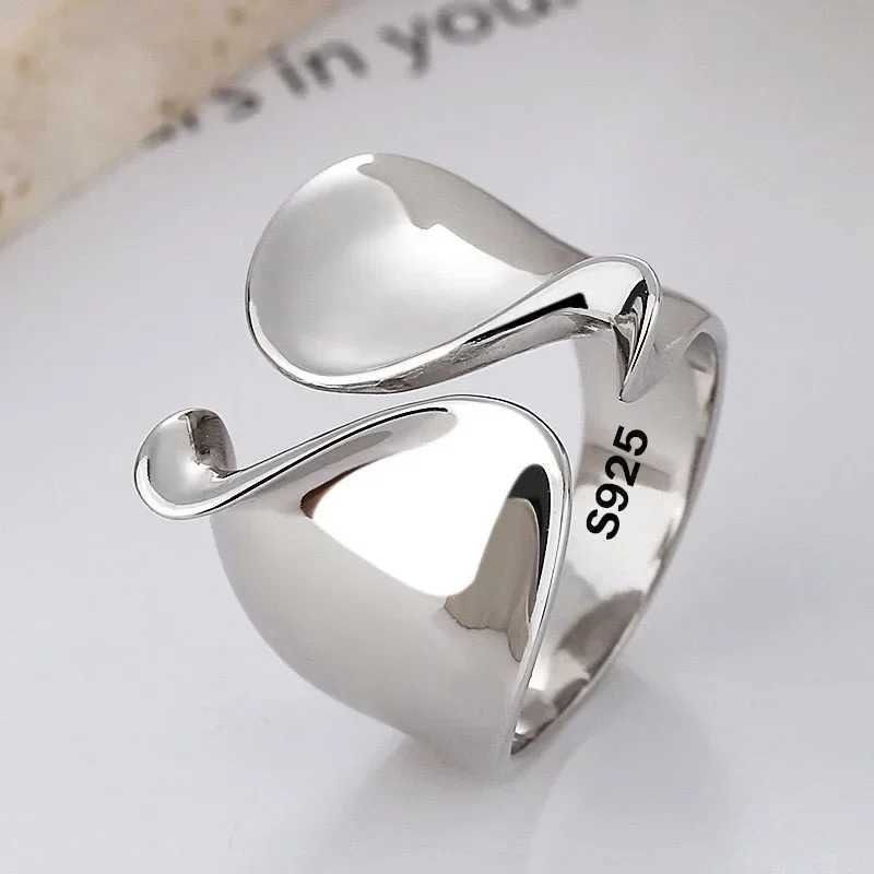 925 Sterling Silver Rings for Women Couple Minimalist Handmade Simple Big Open Ring Party Prevent Allergy Jewelry Holiday Gifts XJ250707