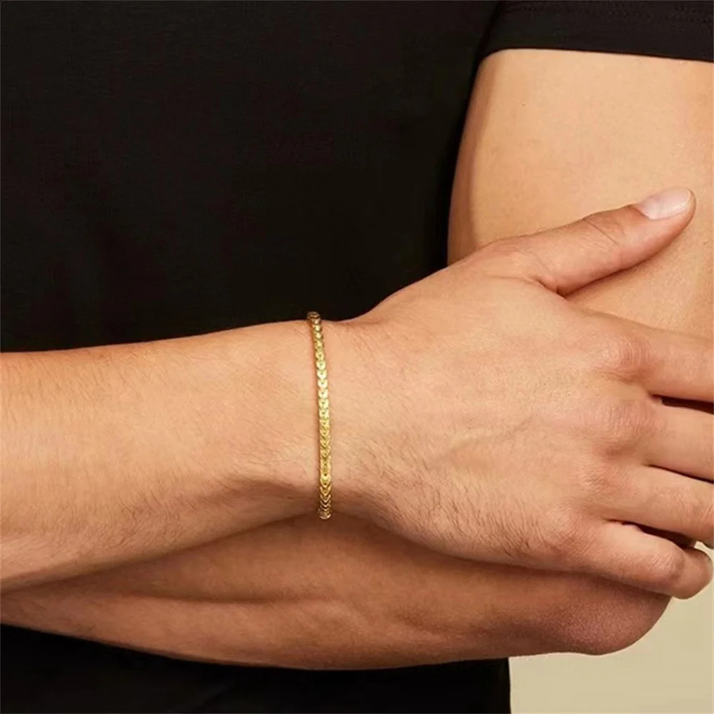 3mm Stainless Steel Geometric Square Cuban Bracelet Simple Men Trendy Jewelry For Women Accessories 250707