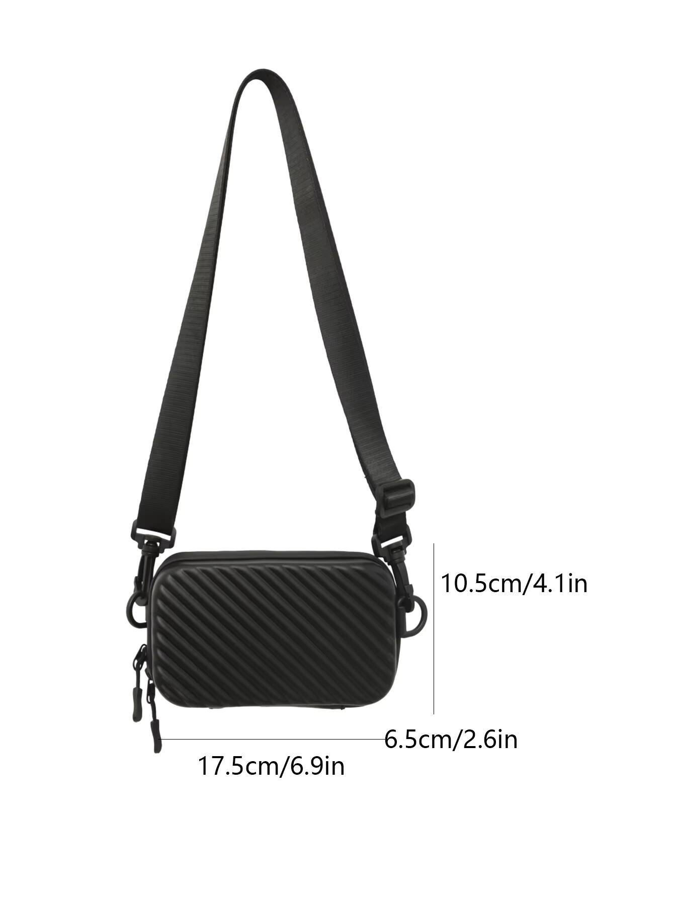 Simple Lightweight Box Unisex Trendy Diagonal Striped Shoulder Soft PU Leather Pressed Shell Mens Messenger Bag ddmynov