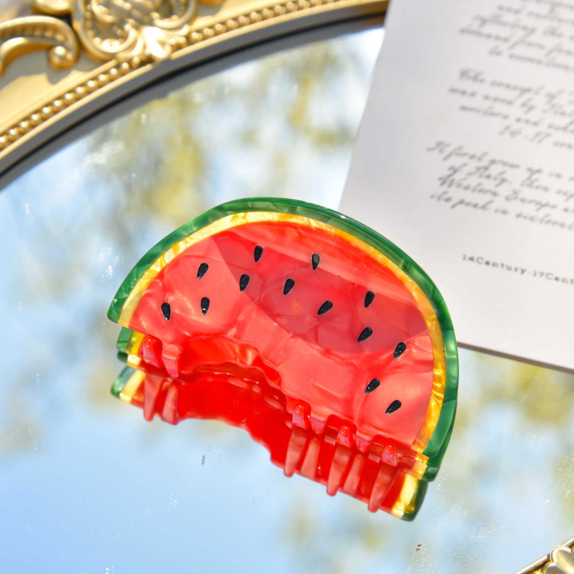 Muweordy Summer Fruit Series Acetate Claw Clip Hairpin Watermelon Hair Clip for Girls Colorful Crab Hair Clip Hair Accessories Y250707