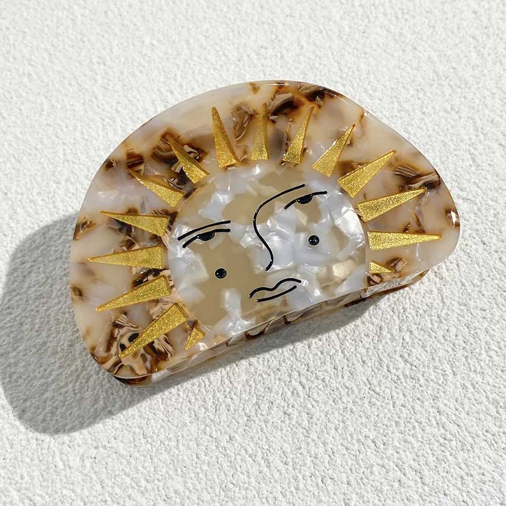 Creative Funny Semicircle Sun Acetate Hair Claw Clip For Women New Design Thick Ponytail Hairpin Hair Accessories Tool Gifts Z250707
