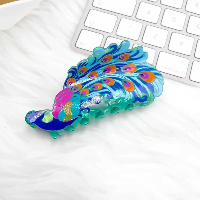 New Oriental Beauty Hair Claw Exquisite Peacock Colorful Personalized Design Hair Claw Clips Hair Accessories for Women Girls Y250707