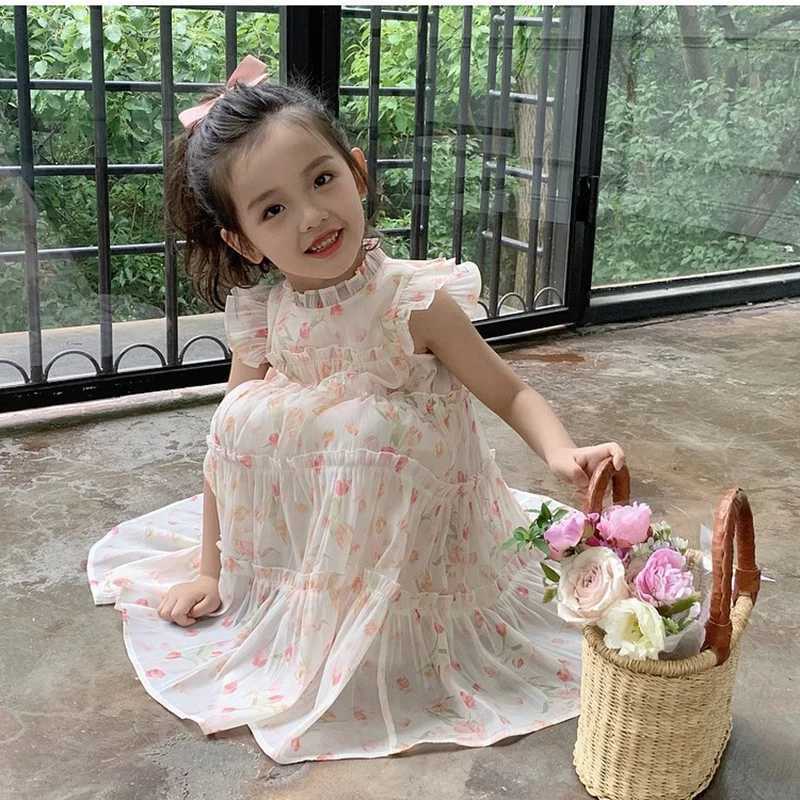 2-8 Years New Summer Princess Girls Dress Full Print Little Flower Lightweight And Comfortable Design Party Dress For Kids R250707