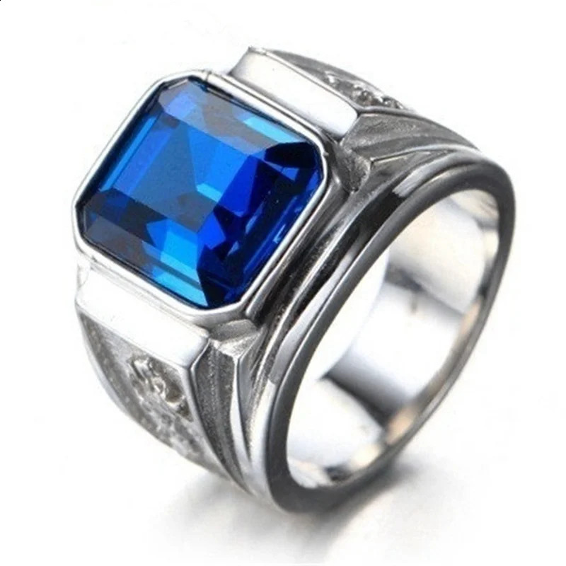 Fashion Mens Ring Square Facade Good Stone Inlaid Side Flying Dragon Carving Domineering Party Jewelry Accessor 250624