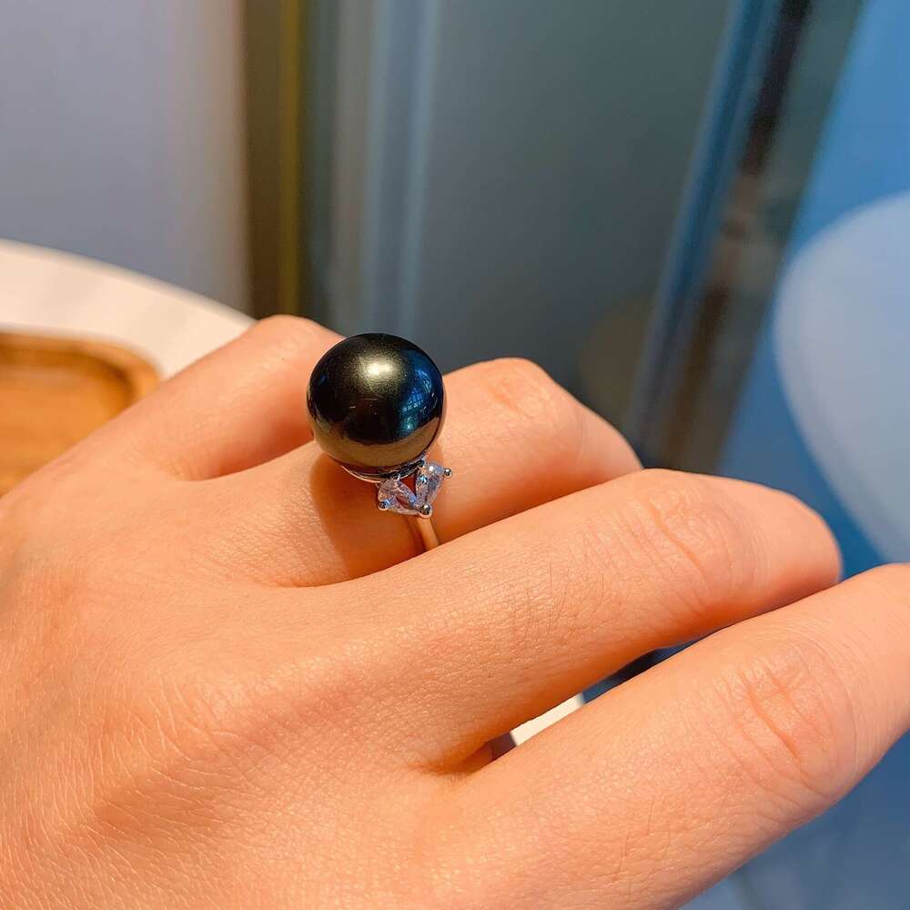 Tiktok S Tahitian Pearl Ring And Earrings Jewelry Set For Socialite Fashion Outfit 0D2
