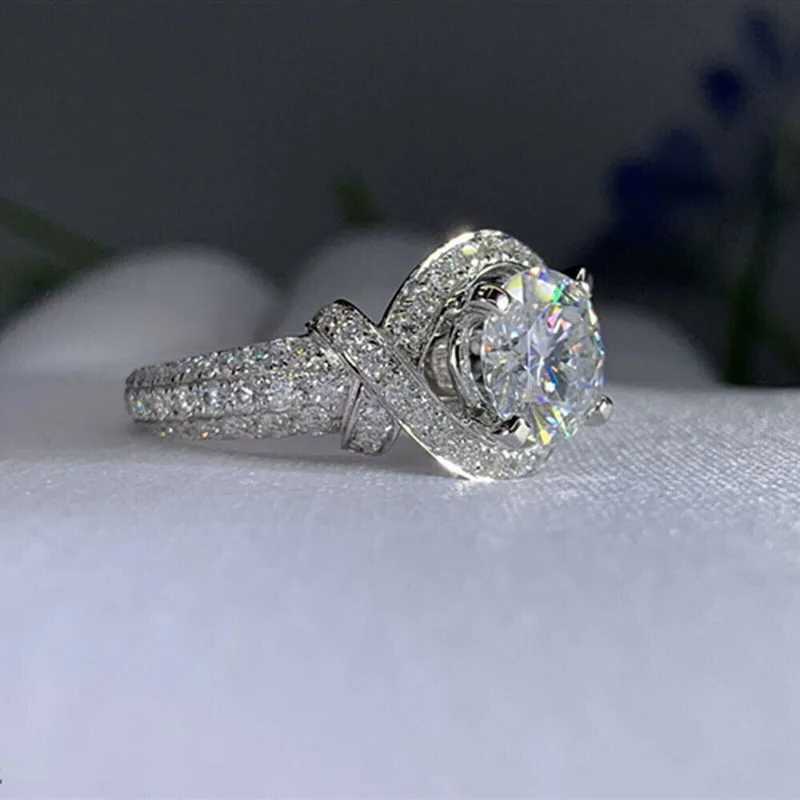 925 Sterling Silver Rings Full Paved Cubic Zirconia Luxury Engagement Wedding Rings Anniversary Party Elegant Female Jewelry XJ250707