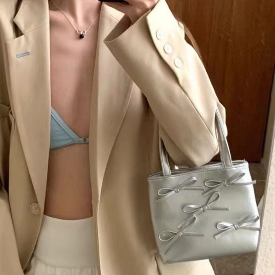 designer 2025 New Simple Fashion Women's Korean Style Niche Casual Bowknot Small Square Bag High-Quality Texture Underarm Bag