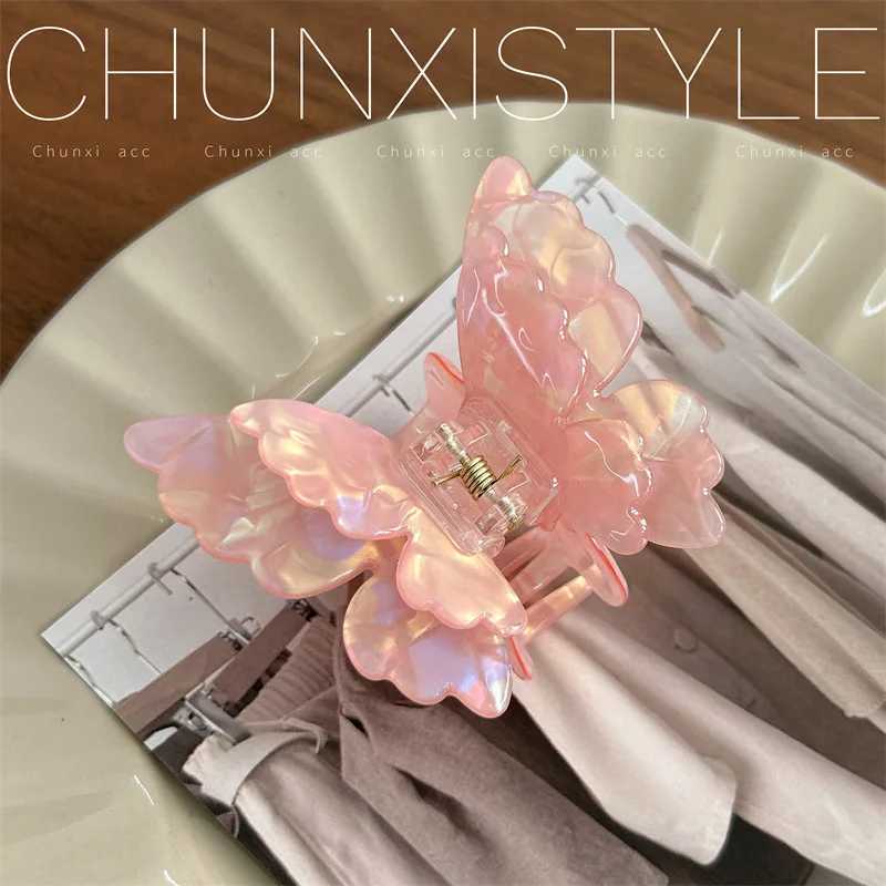 Acetate Double-Layer Butterfly Hair Claw Colorful French Style Retro Elegant Hair Clamps Women Sweet Hairpins Hair Styling Tools Y250707