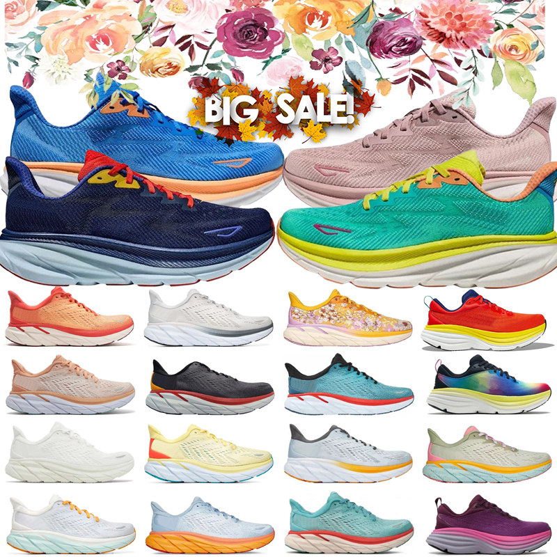 Designers shoes New Clifton 9 Casual Bondi Cliftons Shoes Sports Harbor Mist Black White Carbon X 2 Athletic Bondis 8 Mens Women sneakers size 36-45