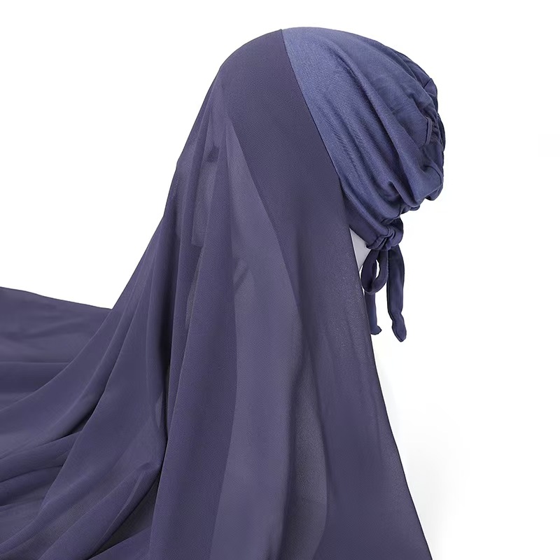 T1160 New Malaysia suit head scarf pearl chiffon plus elastic bottom hat scarf