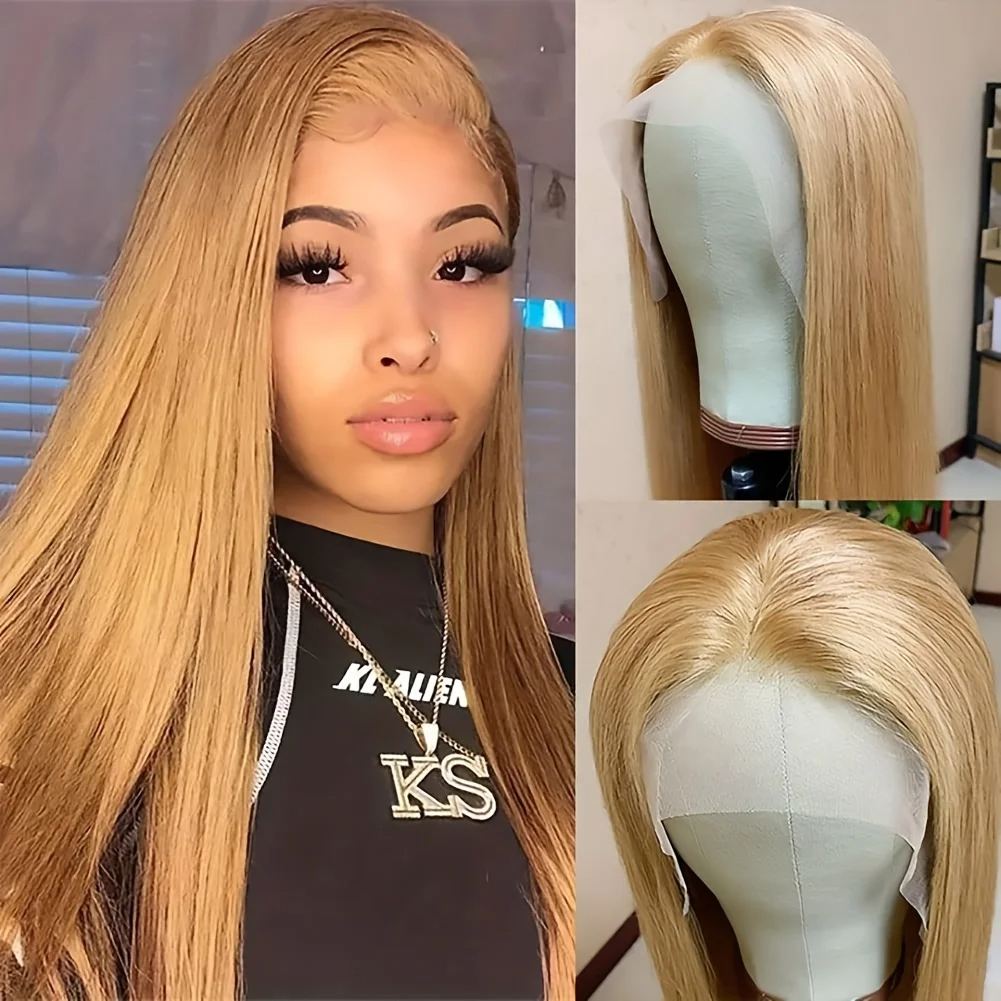 Light Brown Lace Front Wig Look Like Really Human Hair 613/Black/Red 13X4 Lace Frontal Wig Bone Straight Synthetic Hair Wigs For Women 250% Density HD