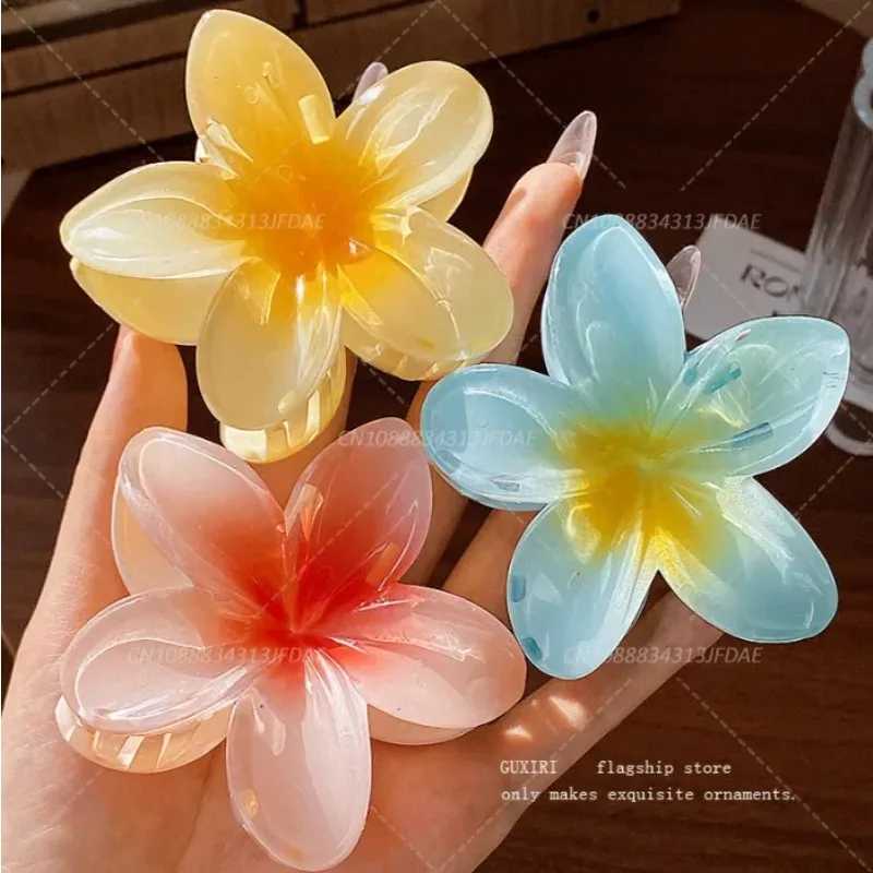 Beautiful Gradient Flower Hair Accessories Set Beach Style Hairpins Flower Claw Clips Summer Flower Hairpins Hawaiian Style Y250707