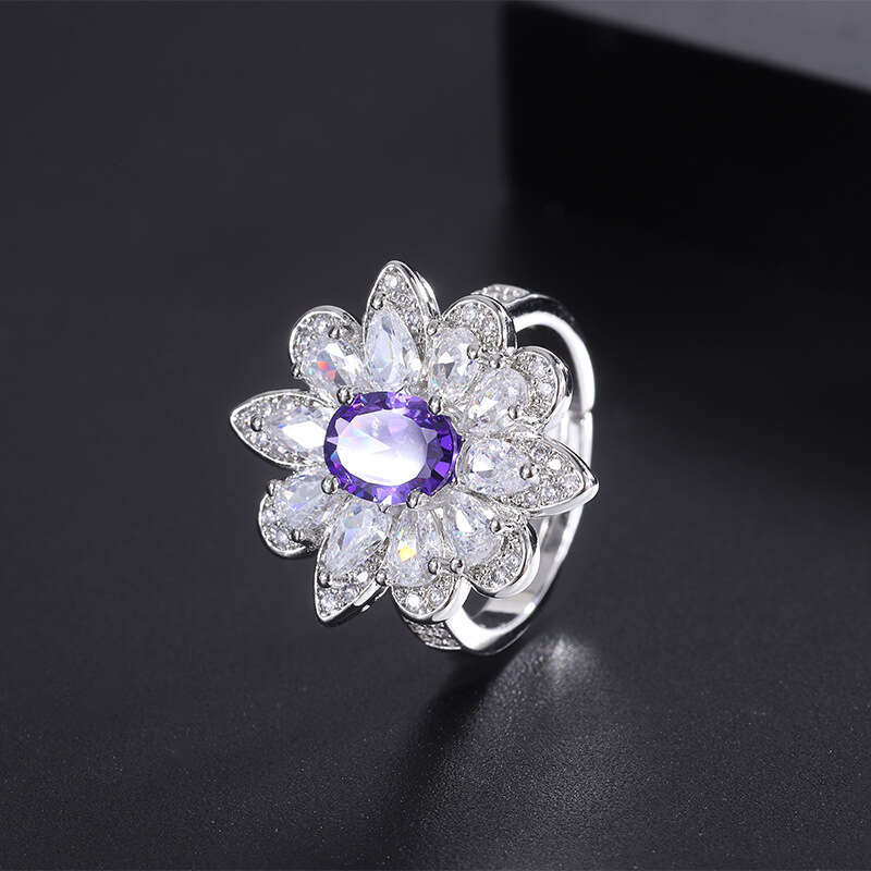 Product Tiktok Live S Sier Needle Trendy Imitation Jewelry High-End Purple Blue Set For Women 44F