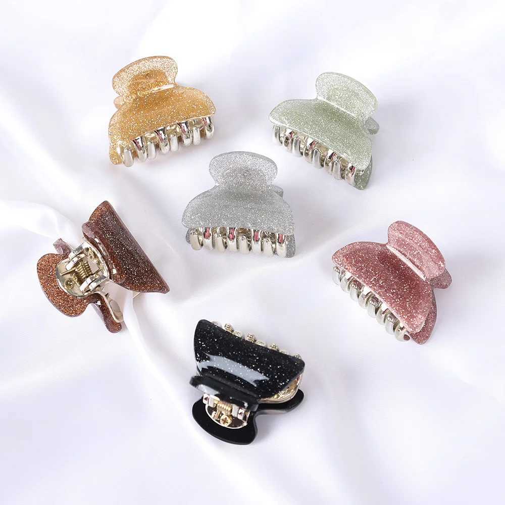 6PCS Acetate Acrylic Small Crab Hair Claw Clips Women Girls Cute Print Leopard Plastic Hair Clamps Barrette Hair Accessories Set Y250707