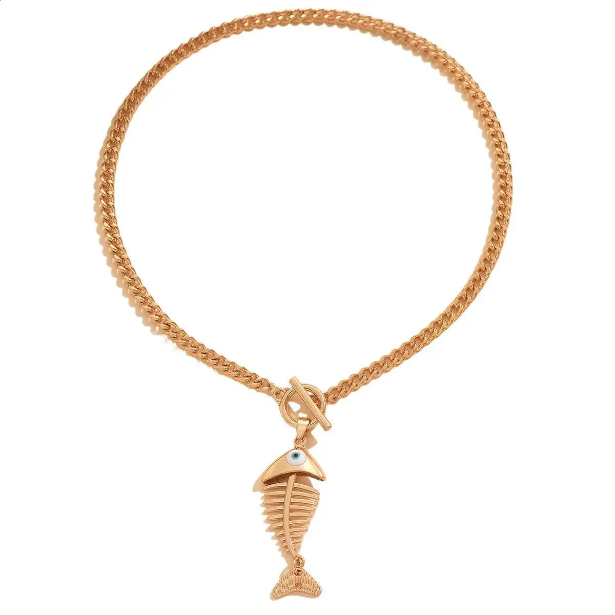 Hip Hop Ins Style Fish Bone Pendant Necklace for Women Summer Wear Niche Fashion Jewelry Holiday 250707