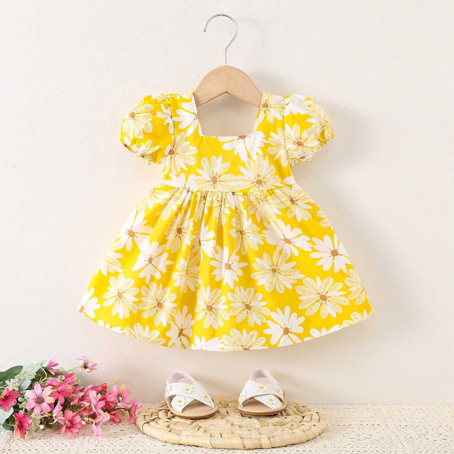 Baby Girl Dresses Summer Daisy Bow Short Sleeve Girls Dresses Cute Girls Beach Dresses Baby Girl Clothing R250707