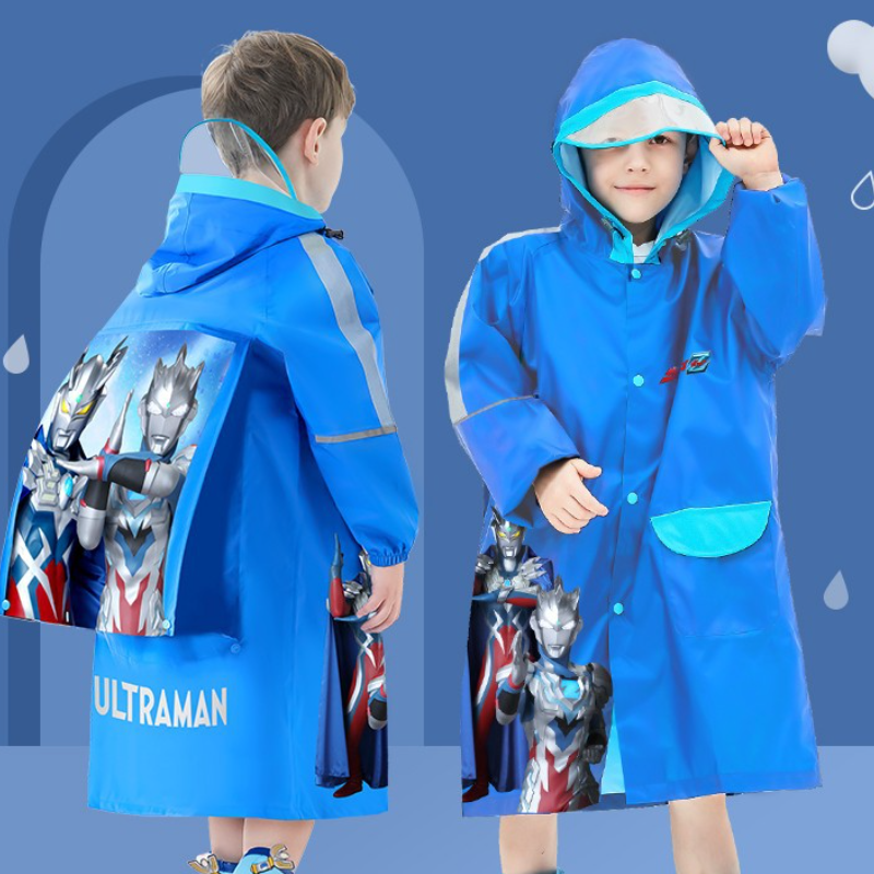 Disney children's raincoat boy's zipper raincoat primary school raincoat cartoon hiking raincoat waterproof backpack position reflective str