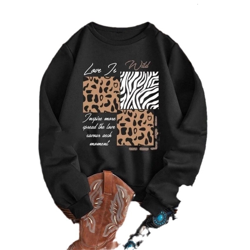 Plus Size Sweatshirt Leopard Print Round Neck Y2K Pullover Top 250708