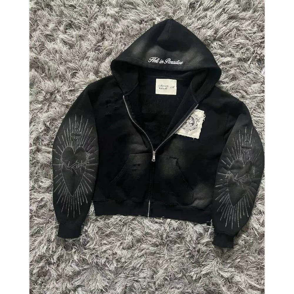 Autumn And Winter New Fashion Letter Patch Embroidered Sweater Men Y2K Street Vintage Popular Leisure Sports Hoodies Top