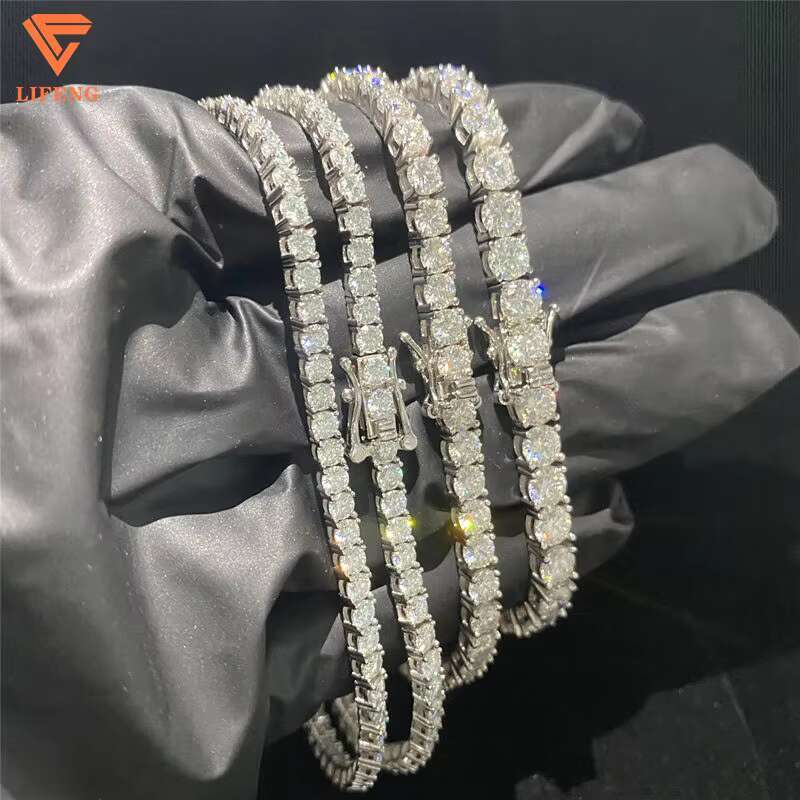 Pass Diamond Test VVS Moissanite 3-4mm Wide 925 Sterling Silver Tennis Chain Gold Hip Hop Jewelry Necklace Men Women Pearl Main