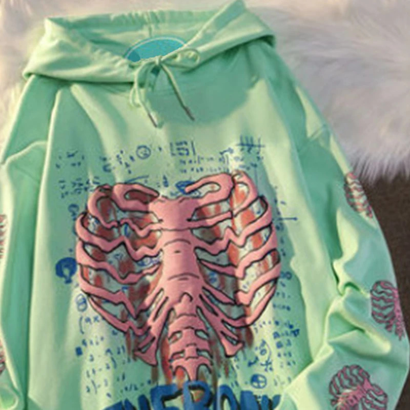 Y2K Pink Skeleton Hoodies Women Autumn Streetwear pullover Goth Sweatshirts Harajuku Grunge Oversized Winter Hoodies Female 250708