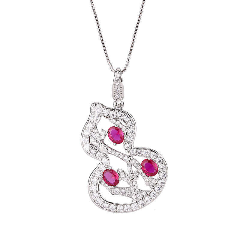New Set Jewelry Accessories Clavicle Chain Gourd Sier Needle Earrings Ring High-End Elegant Women's Style 76C