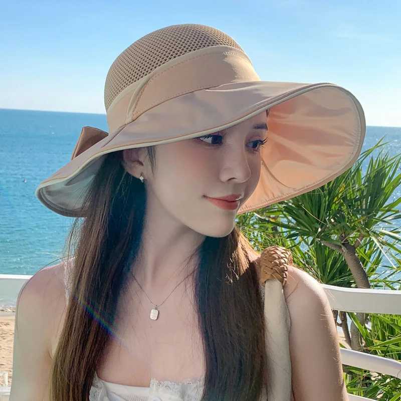 Bucket Hats for Women Summer Knitted Breathable Foldable Sun Hat Sun Protection Sunshade Korean Beach Hat New Travel Cap Y250707