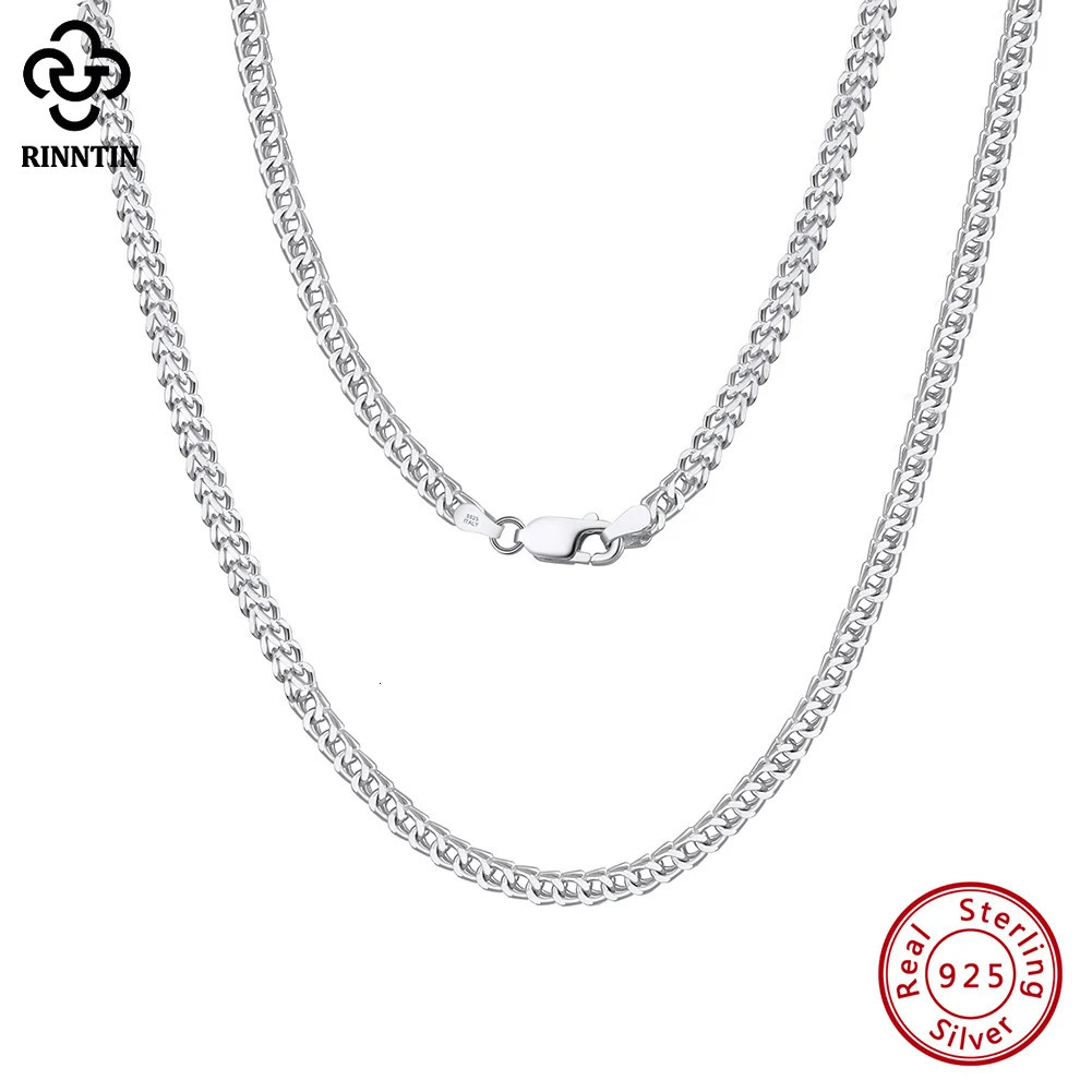 Rinntin Solid 925 Sterling Silver Cuban Curb Chain Necklace Men Italian Cuban Curb Chains Neck Stackable Unisex Jewelry NMN13 250702