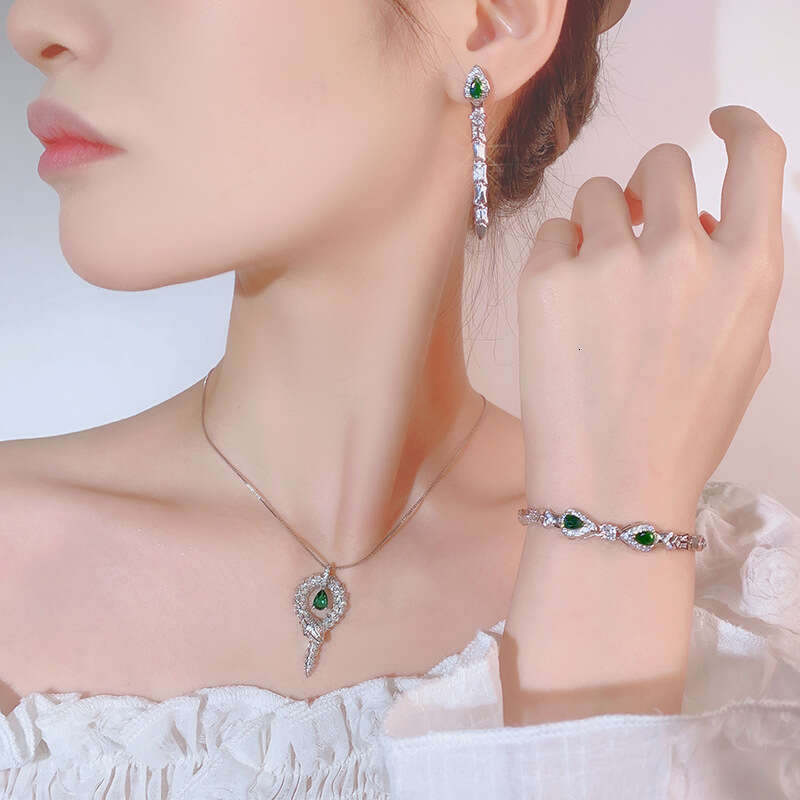 Huayoumei Jewelry Set Earrings Bracelet Clavicle Chain Snake Women's Fashion Light High-End Feel C62