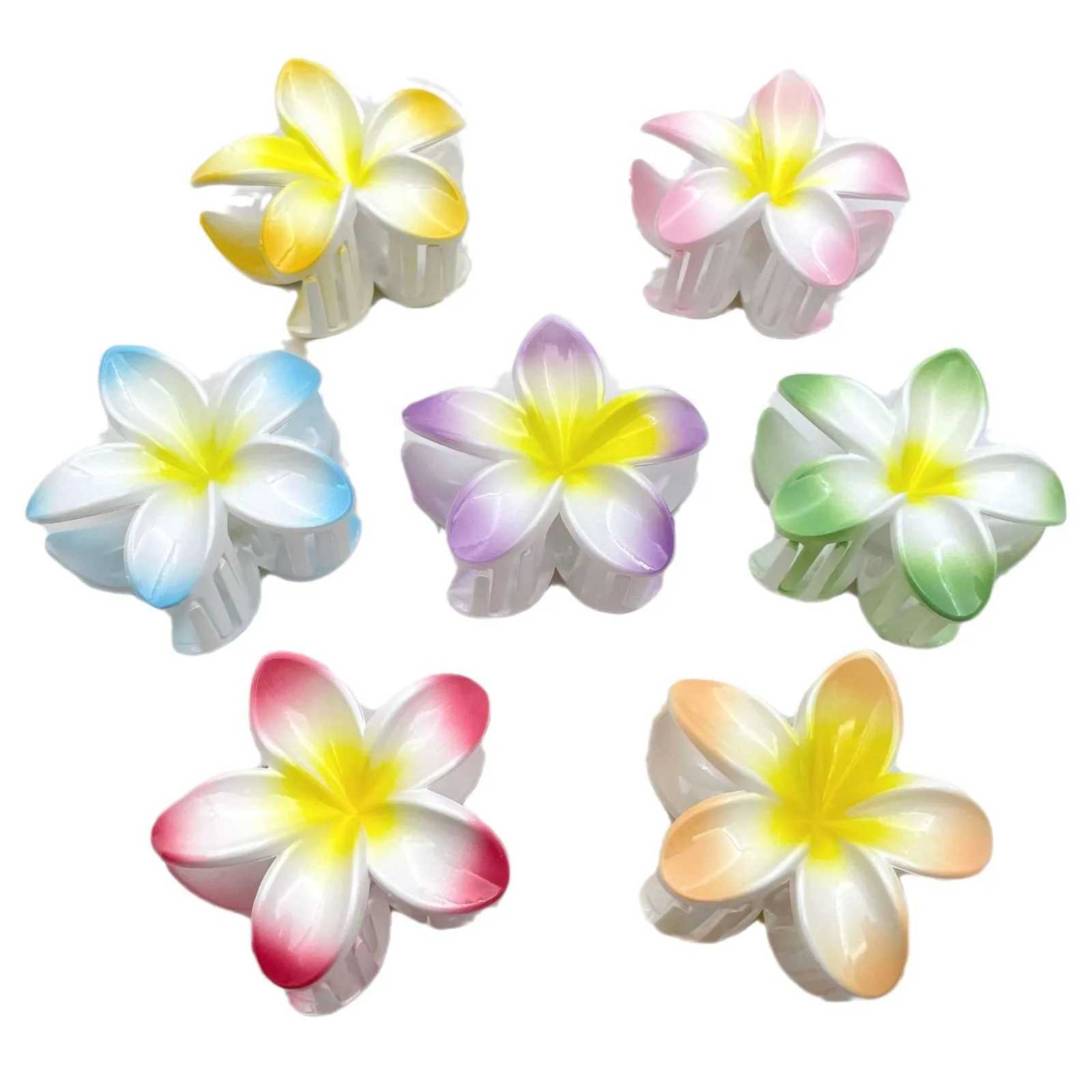 Sweet Ponytail Floral Hair Clip Bath Crab Flower Hair Claw Headwear Gradient Colorful Holiday Hawaiian Hairpins Hair Accessories Y250707