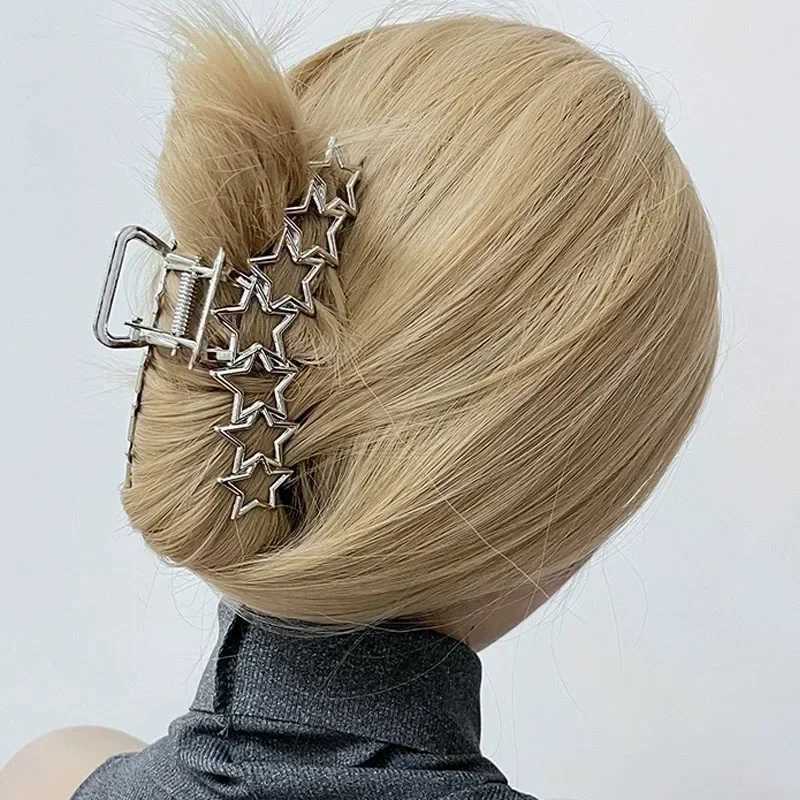 Silver Y2K Hollow Star Hair Claws Sweet Pentagram Heart Cool Girls Charm Trend Hair Clip for Women Aesthetics Hair Accessories Z250707
