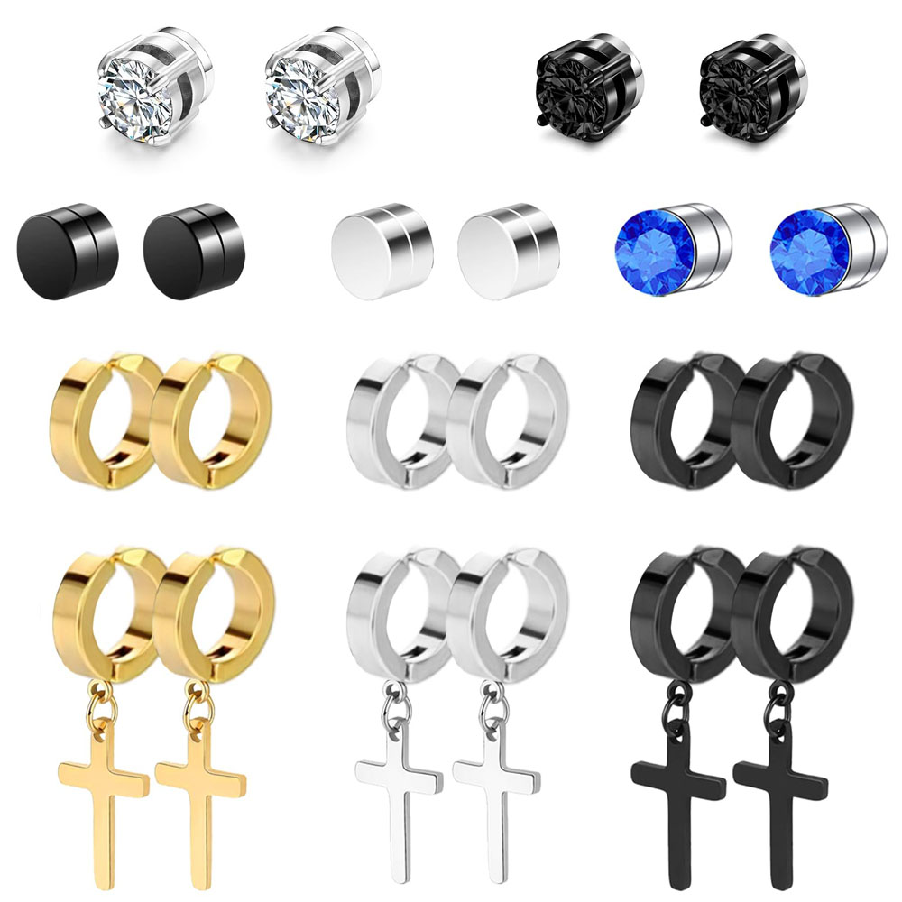 1 Coppia/11 Coppie Zirconia Cubica Magnetica Orecchini Falsi A Perno Di