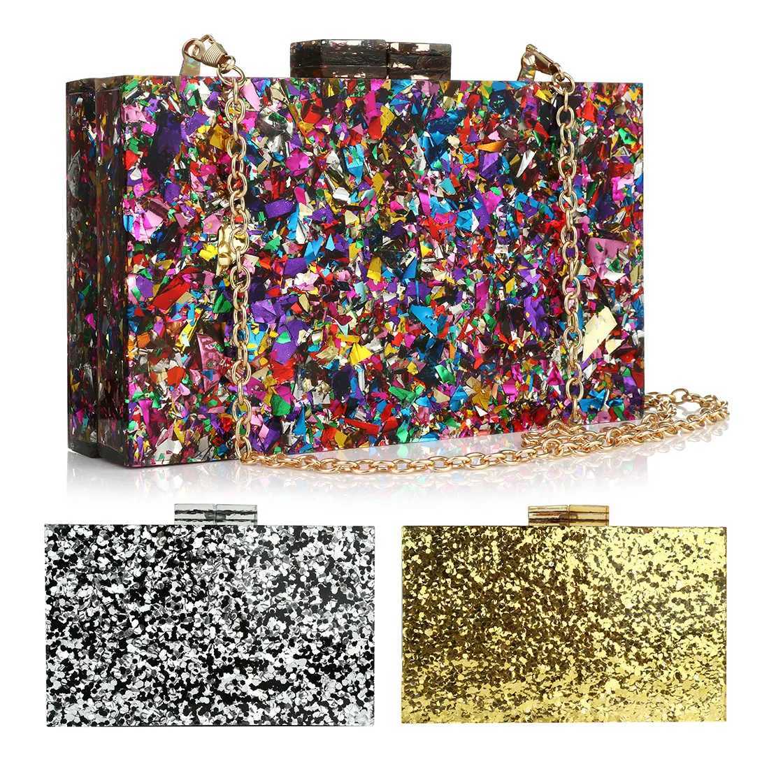 New Trendy Bags Women Handbags Green Beige Striped Acrylic Luxury Party Evening Bag Woman Casual Cute Box Clutch Purse